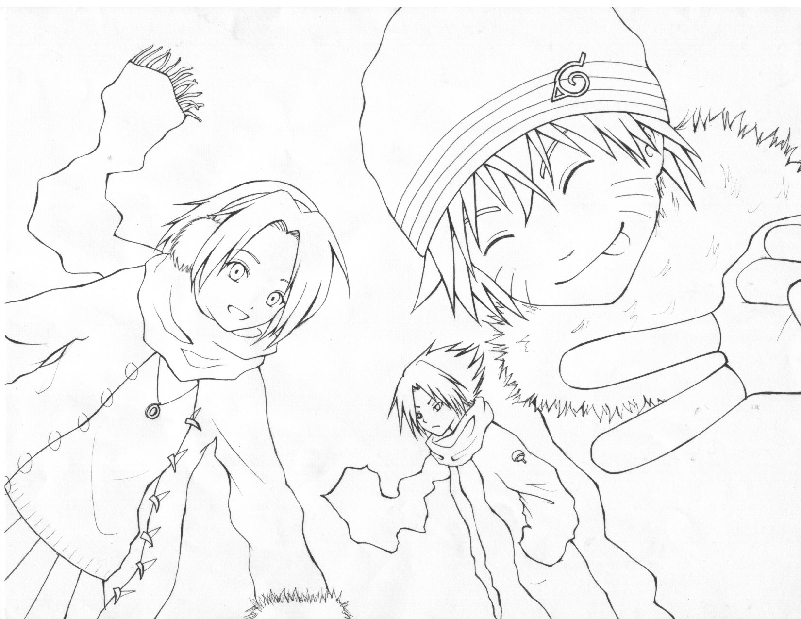 Naruto - winter lineart by panchan77