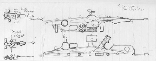 Ship doodles: BS and frigates by TorinZece