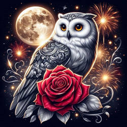 Beautiful Owl and moonlight
