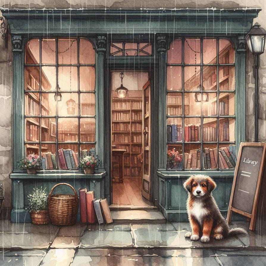 Library Backgrounds Rainy Watercolor of a cozy old library on a rainy day by Sirpuliini on DeviantArt