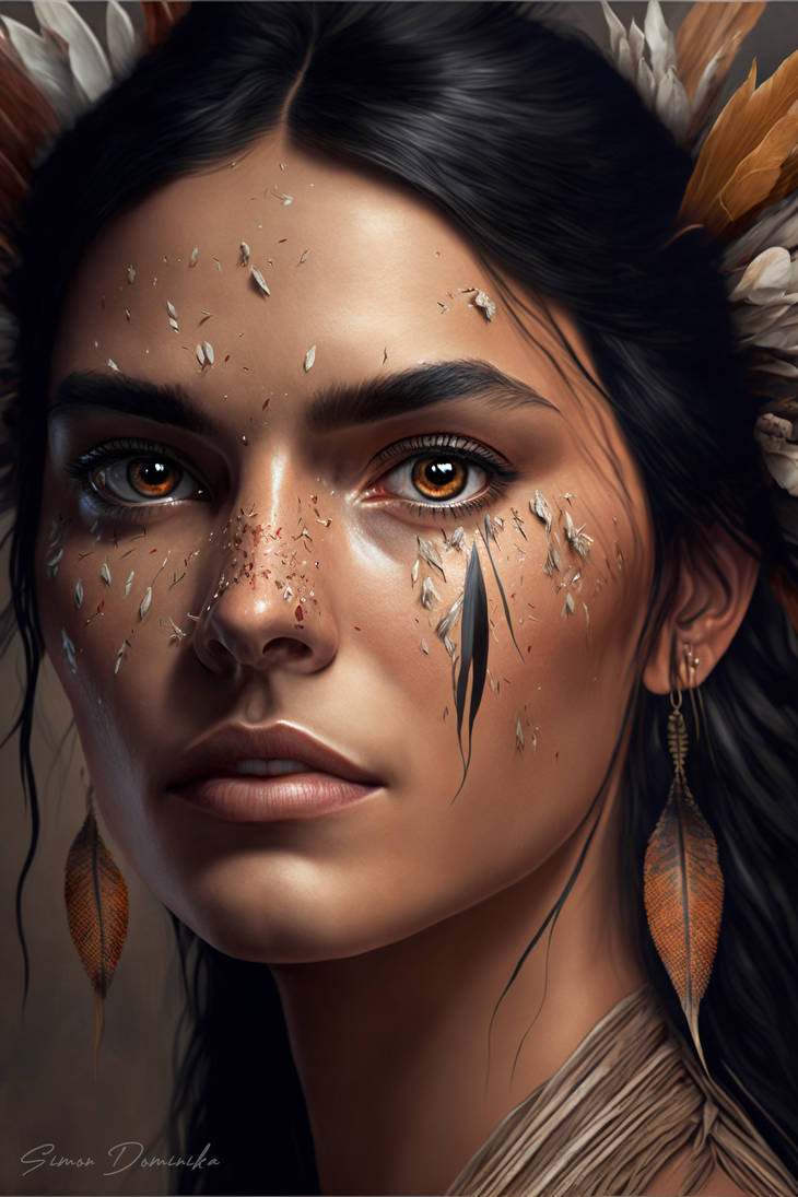 Native American Woman Portrait v2 by dominikadigitalart on DeviantArt