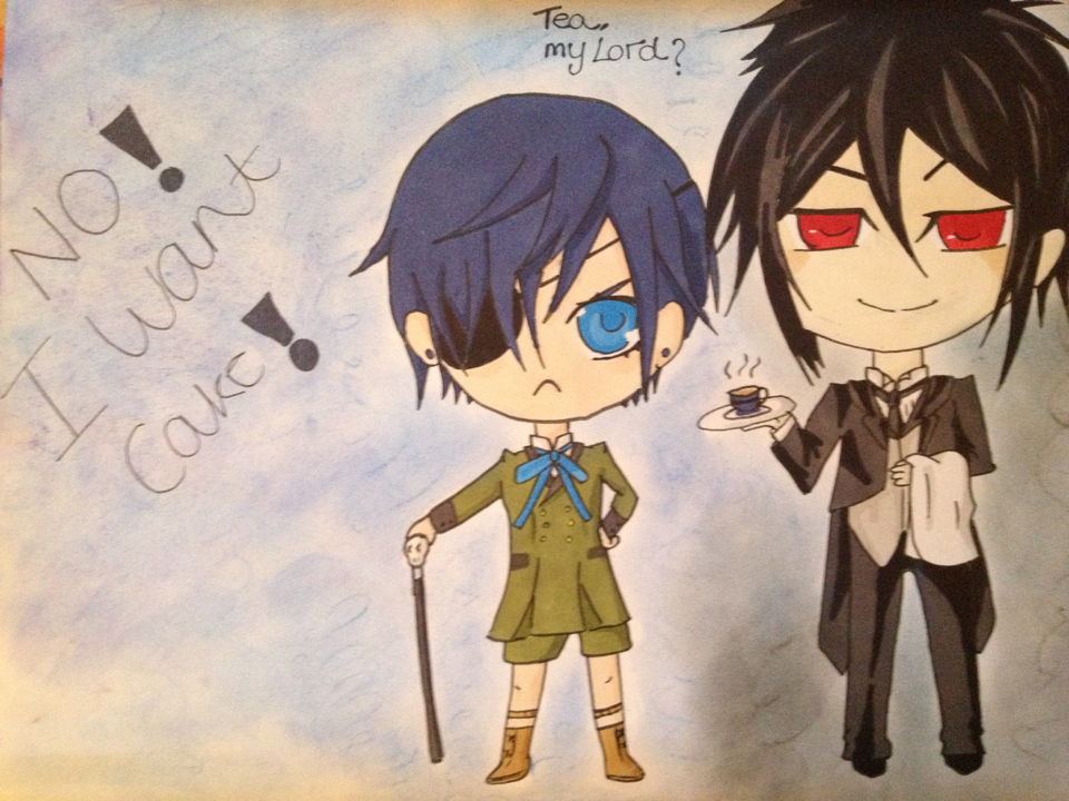 Chibi Ciel and Sebby, FInished.