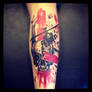 Skull and helicopter tattoo