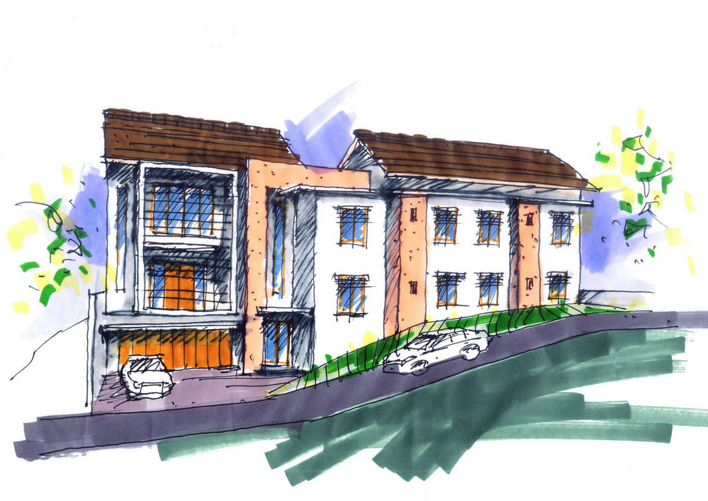 Traditional Rendering Drawing Traditional Architectural Rendering / Illustration by herusutono on ...