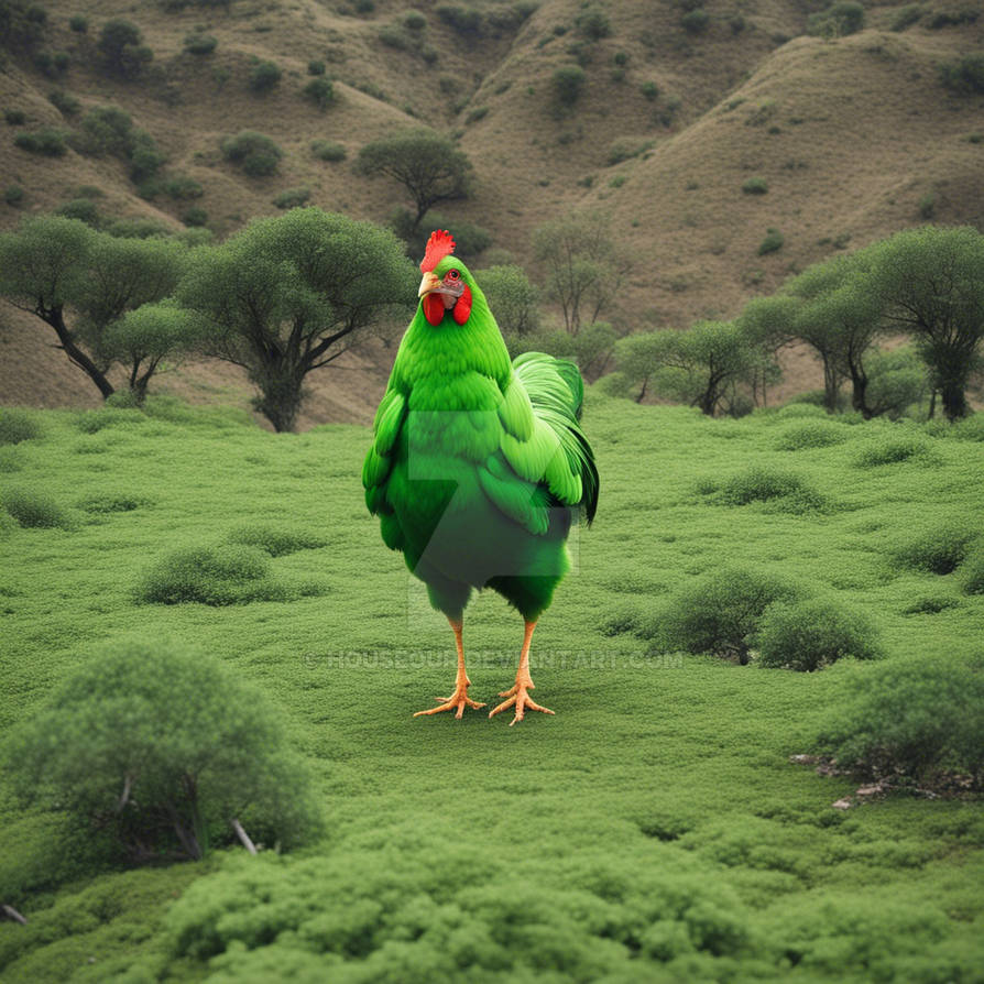 A green rooster in the land by houseour on DeviantArt
