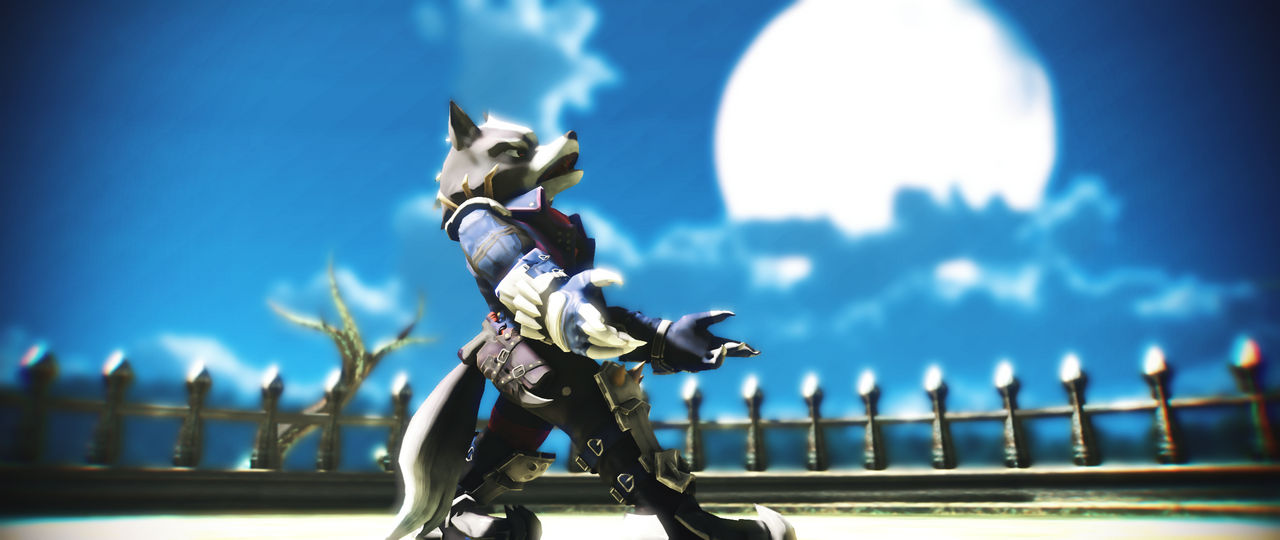 (MMD SSBU) Wolf O'Donnell Howling at the Full Moon
