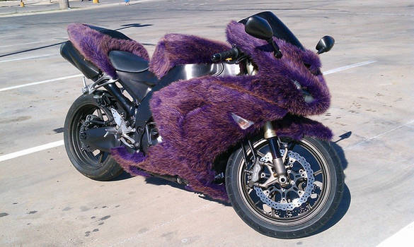 Purple Fur Covered Motorcycle