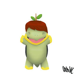 Happy little Turtwig with a wig