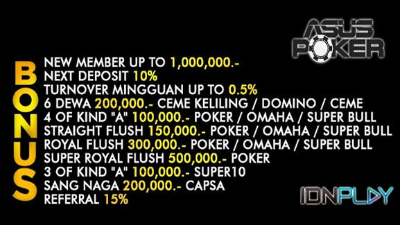 Bandar idn poker deposit 50 ribu