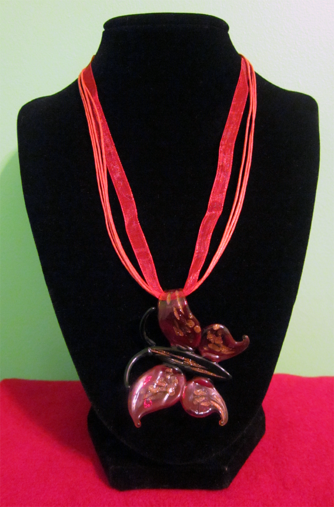 Red Butterfly Ribbon Necklace