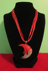 Red Moon Ribbon Necklace by BloodRed-Orchid