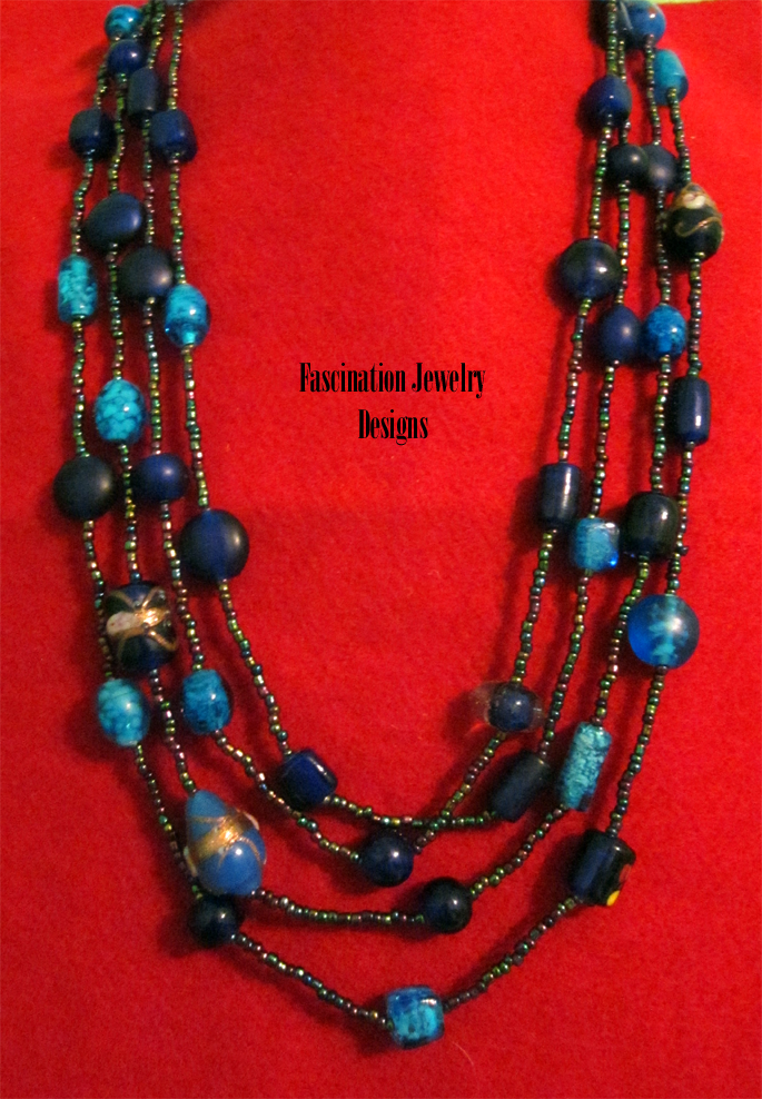 Blue European Glass Necklaces