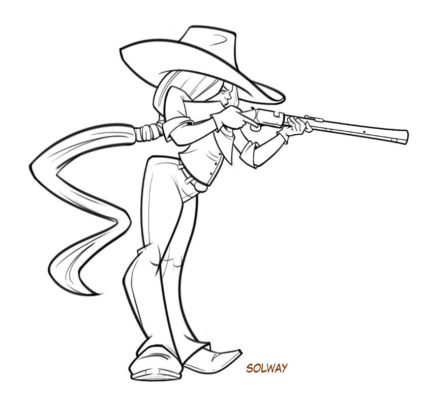 Female Riflehunter Outline Rifle girl lines by Kravenous on DeviantArt