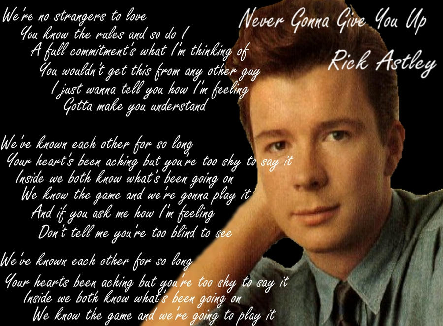 RICK ROLL LYRICS  Rick rolled, Lyrics, Inbox screenshot