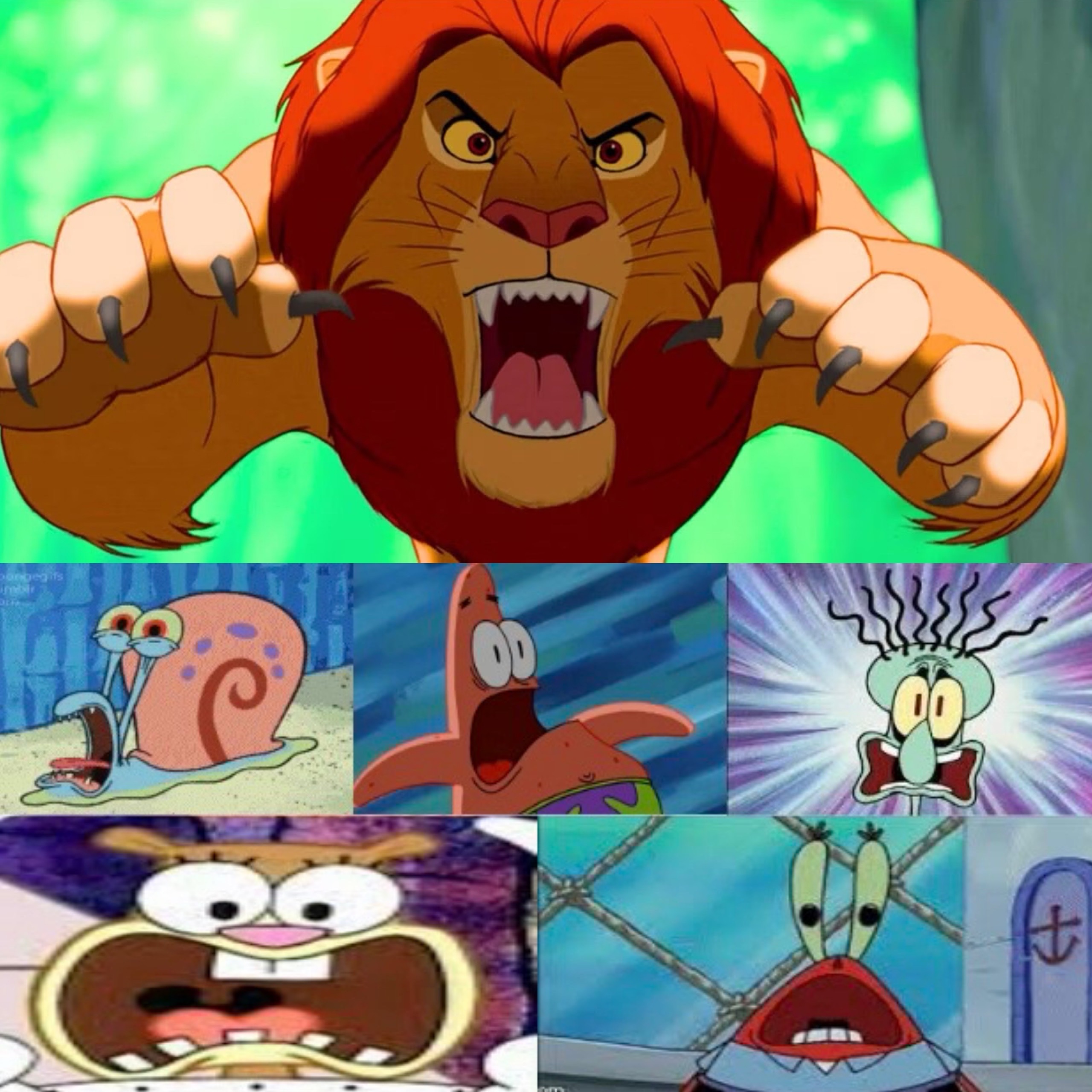 Spooky Simba Simba scaring SpongeBob friends by Carsracer95 on DeviantArt