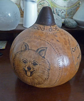 Gourd Pyrography Pomeranian Dog