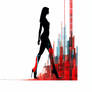 Glitch Art style high-heeled woman