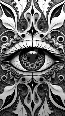 Black and White Fractal Eye