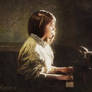 a girl playing piano