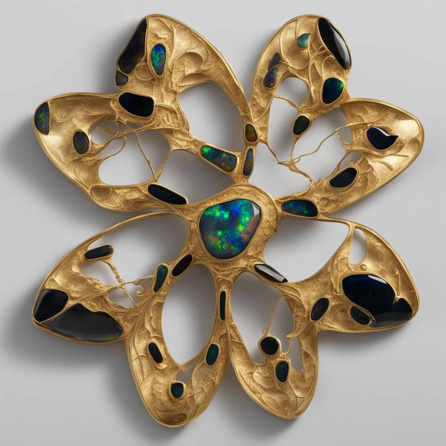 Hand held artifact made of gold and black opals by Leafbinder on DeviantArt
