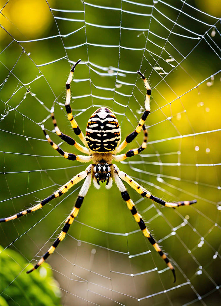 Large Garden Spider on Web, Black lines on Yellow by Leafbinder on ...