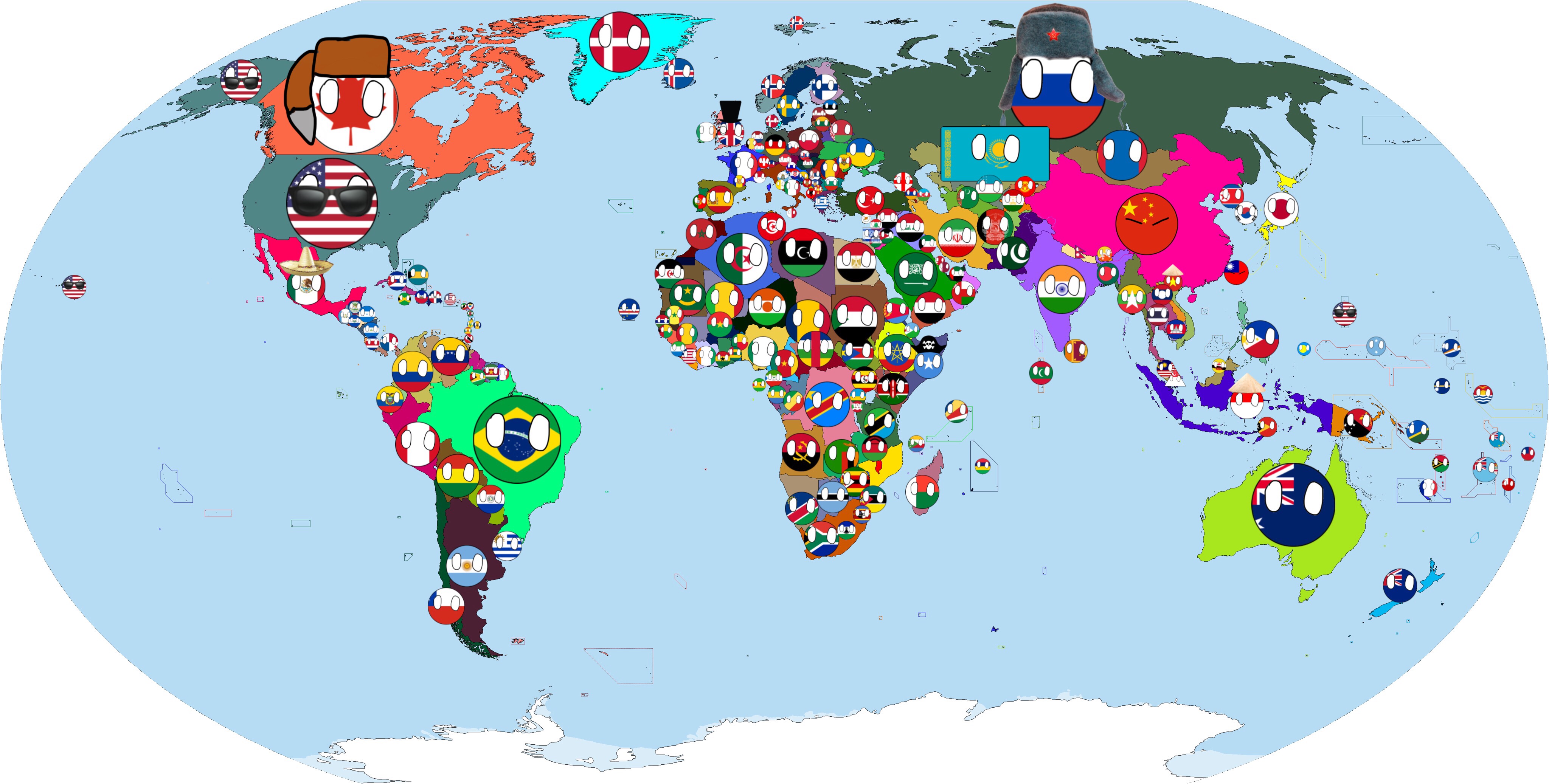 Countryballs Map Of The World - Gambaran
