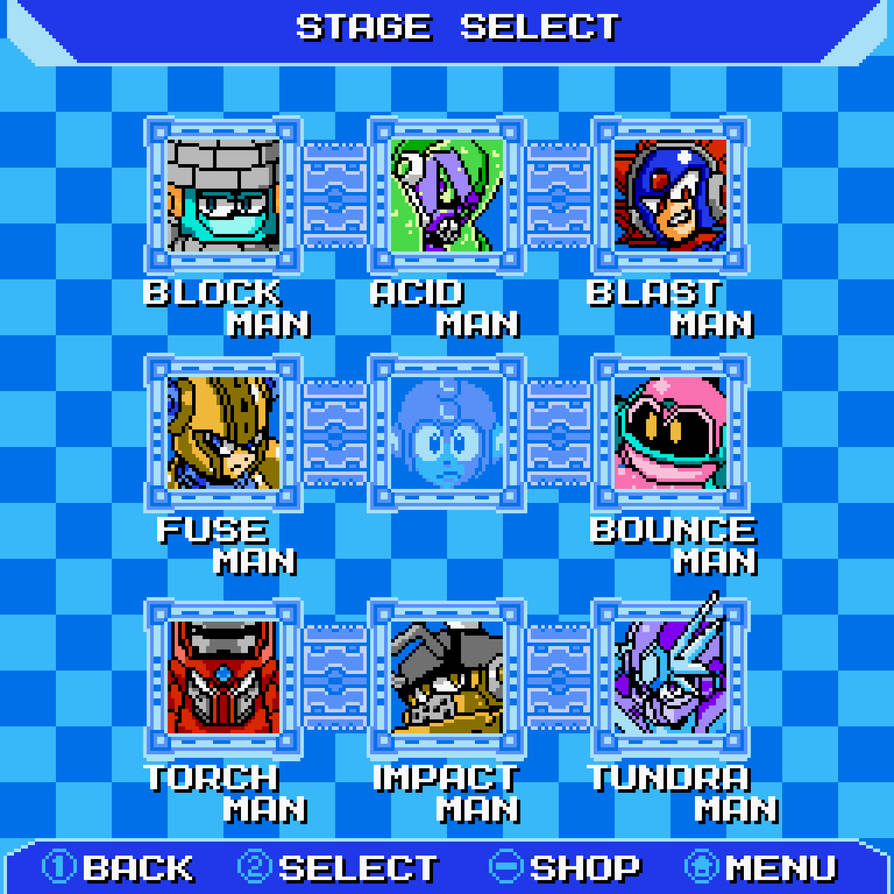 Mega Man 11 Stage Select - 8 Bit by melodyboi on DeviantArt