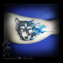 Husky watercolor tattoo