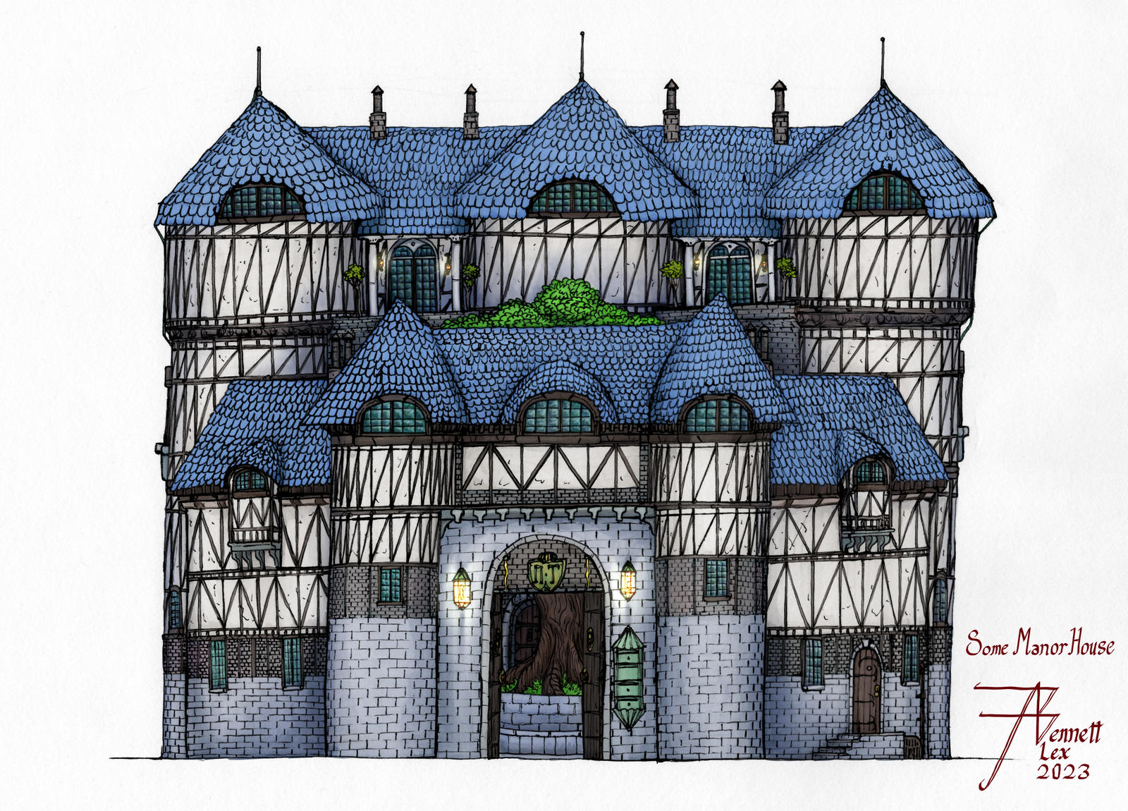 Manor Example Drawing Medieval Manor House Drawing