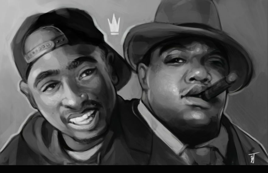 drawings of tupac and biggie