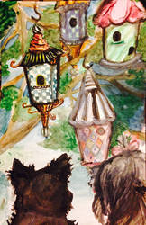 Birdhouses in spring