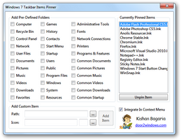 Windows 7 Taskbar Items Pinner