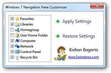 Windows 7 Nav Pane Customizer by Kishan-Bagaria