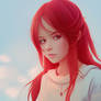 Realistic beautiful anime girl with red hair #21