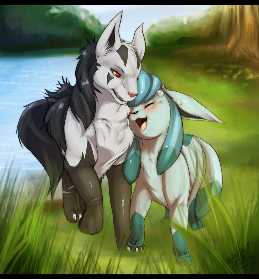 Mighteyena and Glaceon