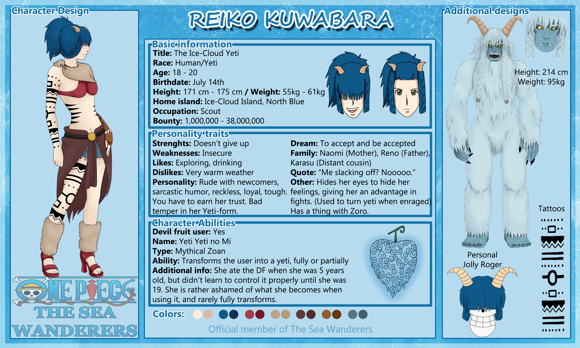 One Piece OC: Reiko Kuwabara - Info sheet