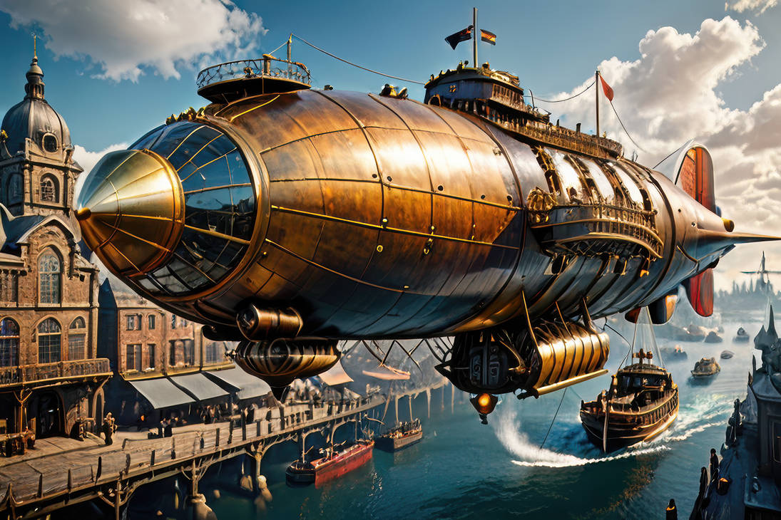 Atompunk Zeppelin Steampunk Zeppelin Desktop Wallpaper by Artieskyes on DeviantArt