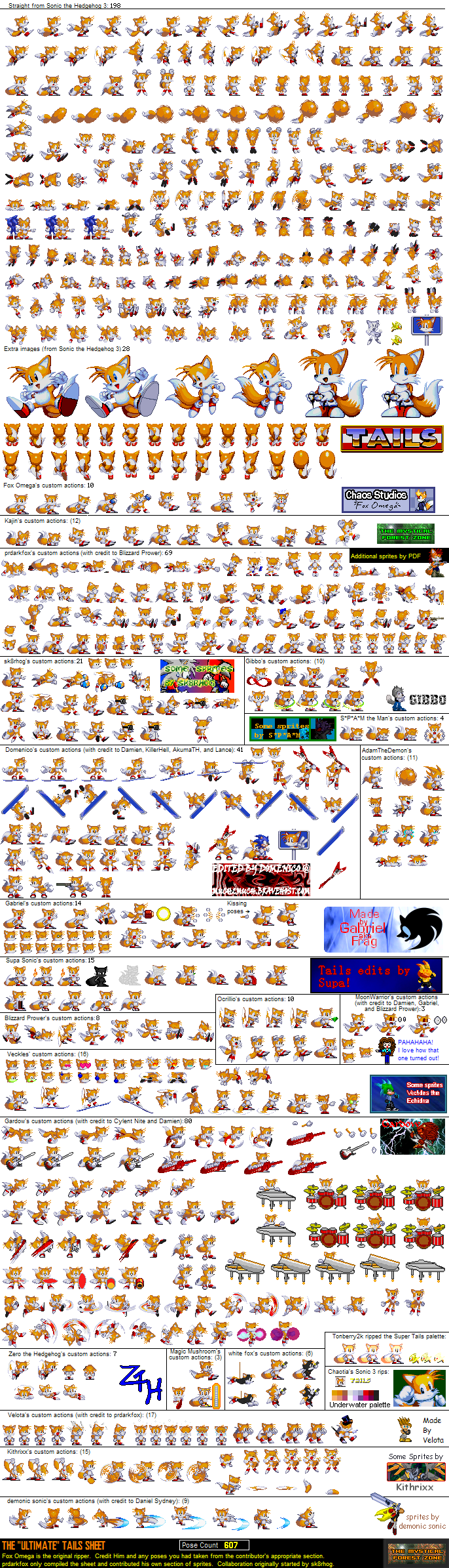 tails the fox sprites