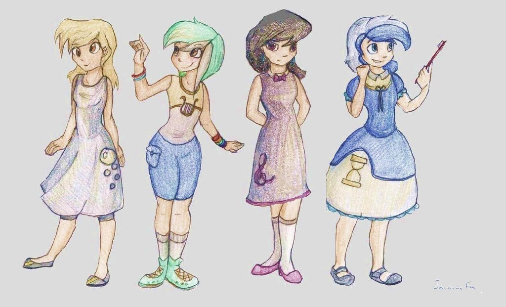 MLP: Human version. Derpy, Lyra, Octavia, Colgate