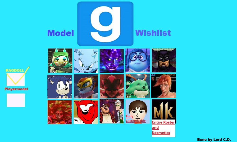 Garry's Mod Player Model List