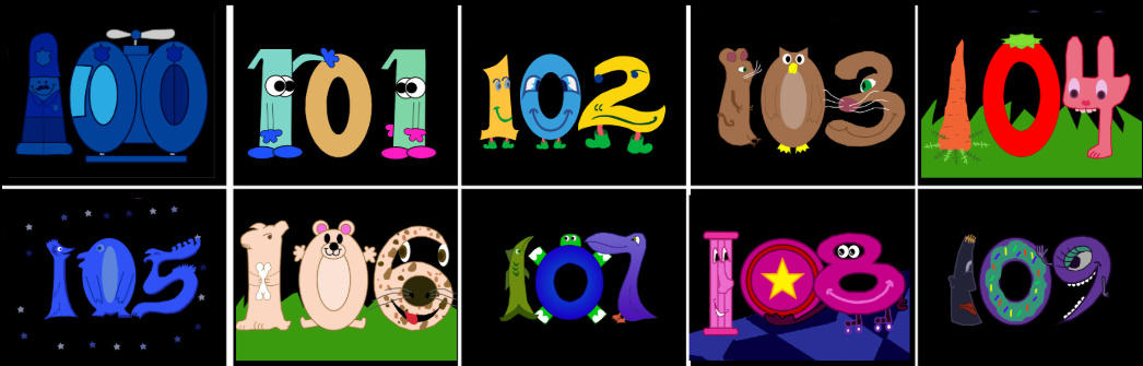 Number Creature Gradient Number Creatures 100-109 by richellebozynski on DeviantArt