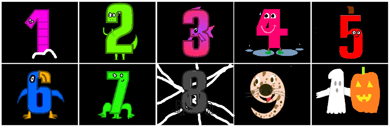 Number Creature Gradient Number Creatures 1-10 (My Style) by richellebozynski on DeviantArt
