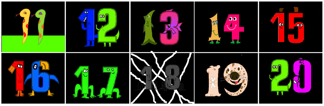 Number Creatures 11-20 (My Style) by richellebozynski on DeviantArt