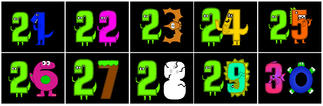 Number Creature Gradient Number Creatures 21-30 (My Style) by richellebozynski on DeviantArt