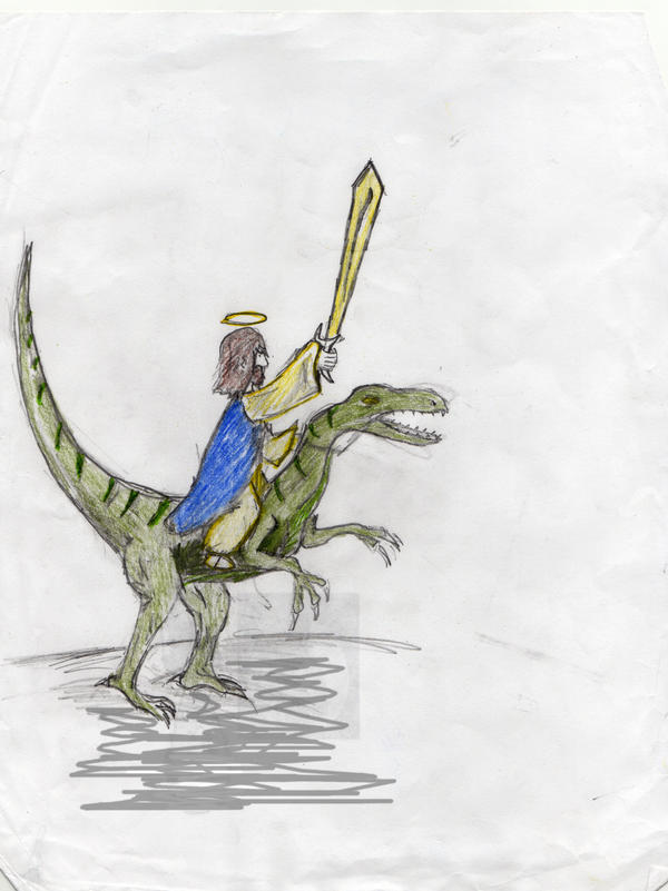jesus riding a raptor by tonythegreat on DeviantArt