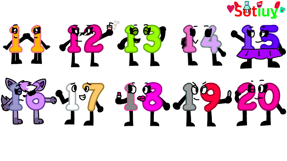 Soutiy number creatures Jumpstart 11-20 by Heartpinkblack20 on DeviantArt