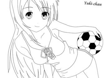 Lineart : Football Anime Girl by YukiUchiha-chan
