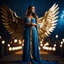 Angel In Blue Robes With Gold Wings