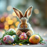 Easter bunny with eggs