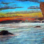 Pismo Beach in Oil Pastel